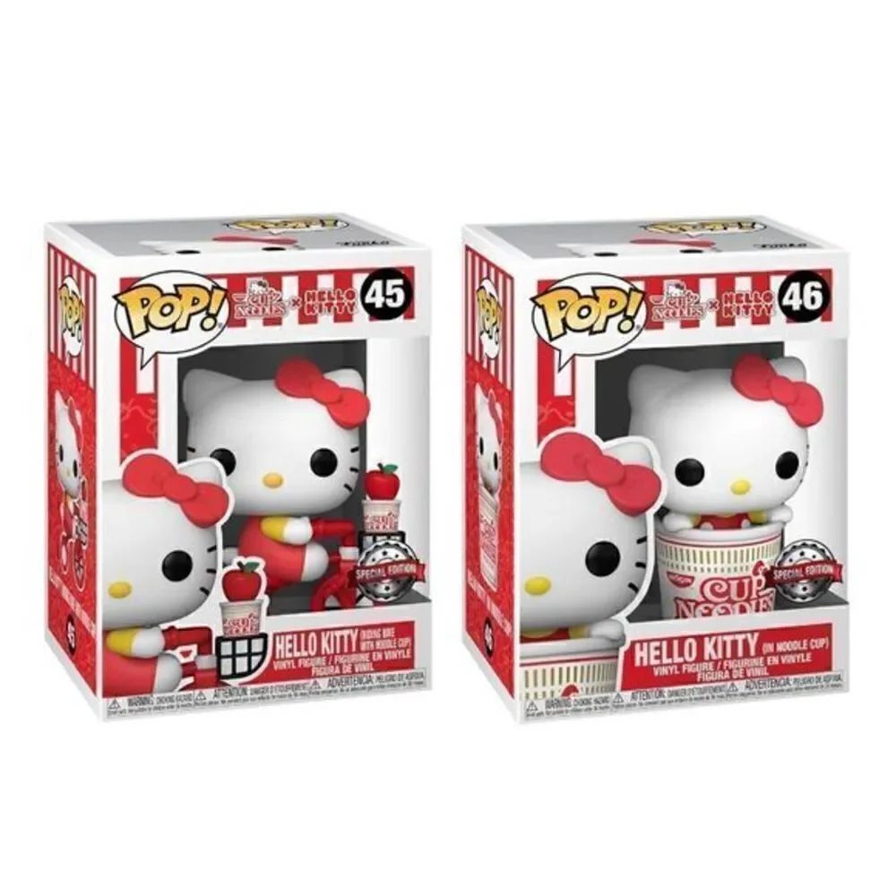 NWT Funko POP Sanrio HK x Nissin Collectors Set Hello Kitty on Bike & Soup Cup